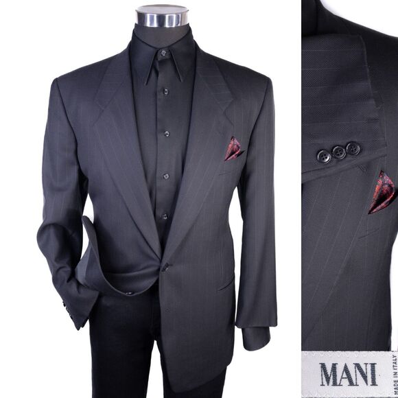 Mani Men's Striped 2 Button Sport Coat Jacket Blazer Wool Size 41R Casual Suits - Picture 1 of 16